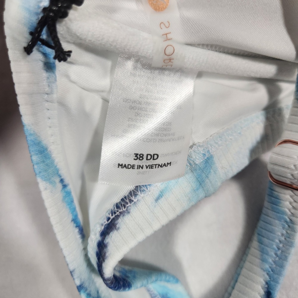 NWT Shade & Shore‎ Bikini Top Womens 38DD Blue Tie Dye Ribbed Underwire Swimwear - Picture 8 of 11